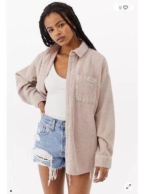 BDG Urban Outfitters Oversized Corduroy Shirt Jacket in Cream